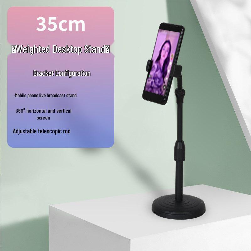Desktop and Floor Tripod with Phone Holder and Fill Light for Live Streaming and Online Classes