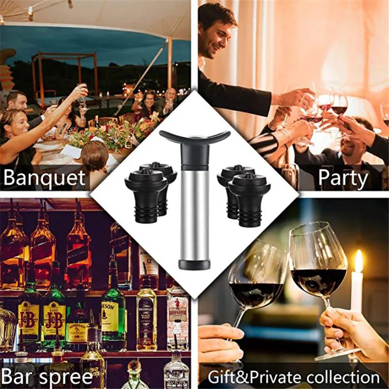 Wine Stopper with Vacuum Wine Pump Wine Preserver Aerator Rubber Black Stoppers Sealing Preserver Drinks Bottle Silicone Caps
