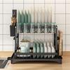 2 Layers Space Saving Dish Drying Rack Countertop Household Dish Storage Holder Kitchen Organizers And Storage With Drainboard