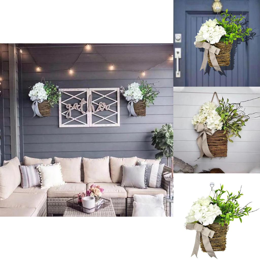 Wunderschöner Frühlings-Künstliche Hortensien-Korbkranz Atemberaubende Türhänge-Dekoration