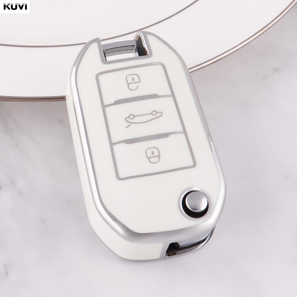 Hot TPU Car Flip Key Case Cover Shell For Peugeot 208 308 408 508 2008 3008 4008 5008 For Citroen C3 C4 CACTUS C6 C8 Accessories