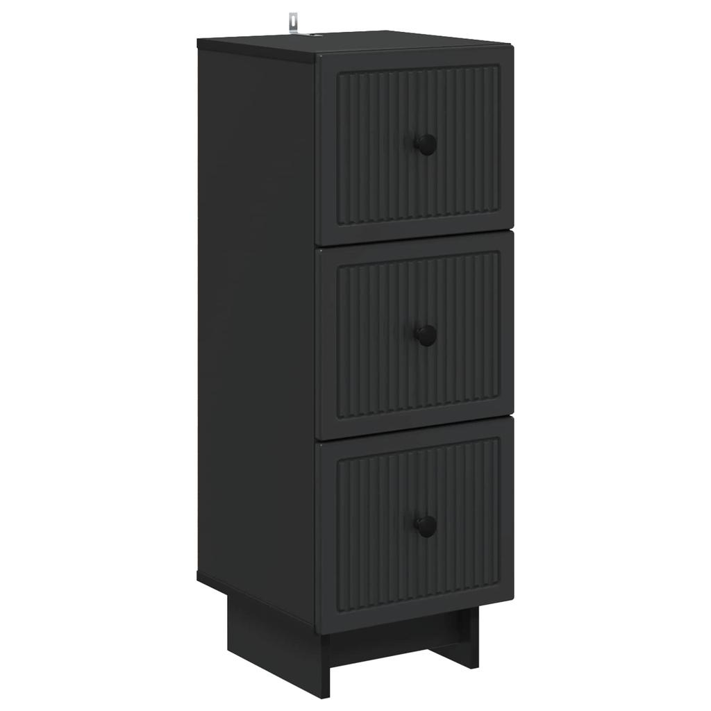 Black Drawer Cabinet 33 x 34.5 x 90 cm Engineered Wood