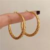 Stylish Silver Needle Rope Pattern Hoop Earrings - Simple, Unique, and Versatile.