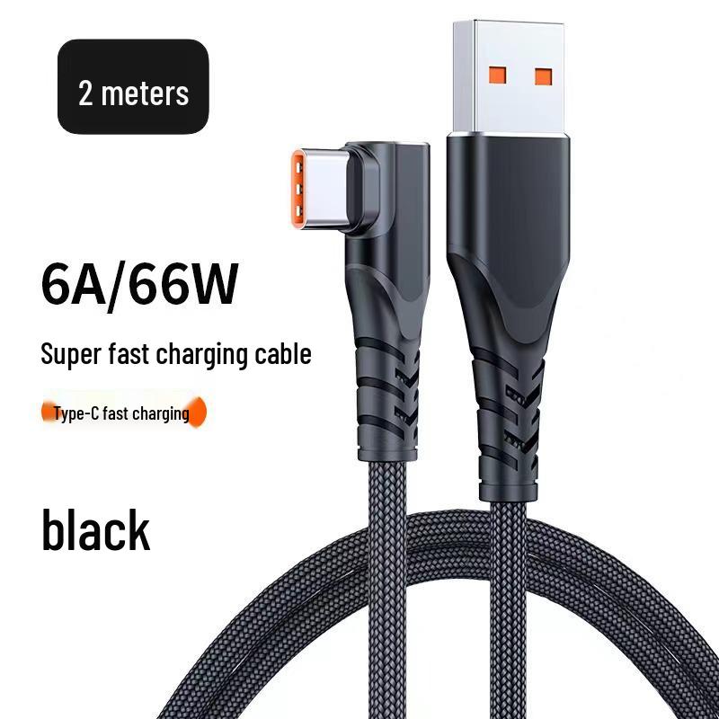 Type-C Elbow 6A Fast Charging Cable for Mobile Gaming and Super Fast Charging