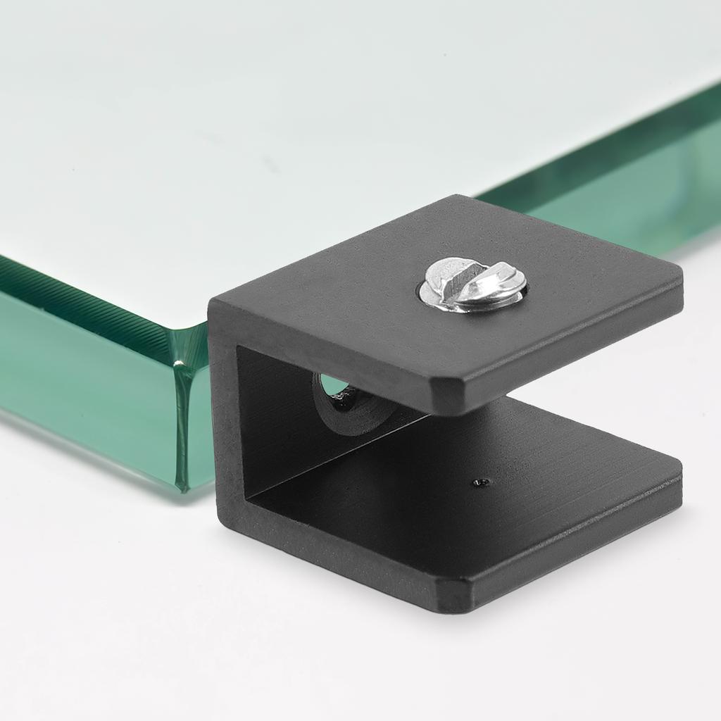 8 Pcs Glass Clip Shelf Brackets Wall Mount Black Shelves Shower Clamp Holder Clips Adjustable Wooden