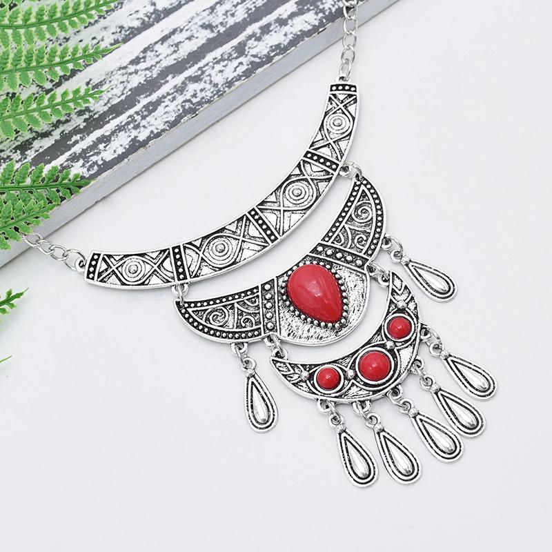 Mehrschichtige Böhmische Quaste Statement Halskette Für Frauen Geschnitztes Auge Vintage Ethnisch Lange Kette Anhänger Halskette Collier Femme