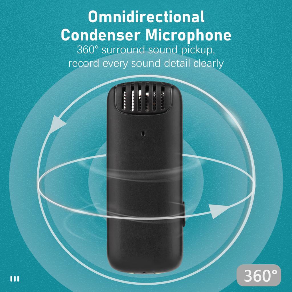 Portable One Trigger Two Wireless Microphone System with 1 Receiver & 2 Clip on Microphone 20M Transmission Range Built