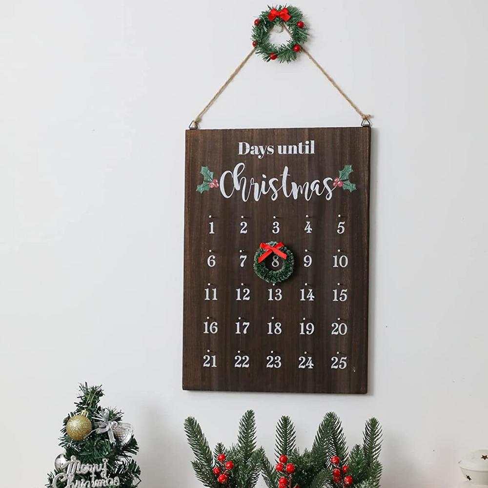 Christmas Countdown Wooden Sign Wall Count Down To Christmas Wooden Calendar Seasonal Vintage Elegance 25 Days Countdown Sign