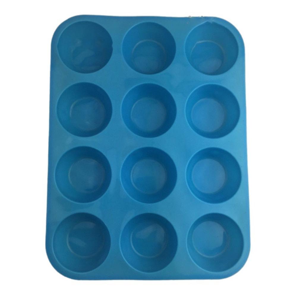 

12 Holes Baking Mold Non Stick Baking Tools Round Soap Chocolate Muffin Baking Pan Kitchen Tools синий