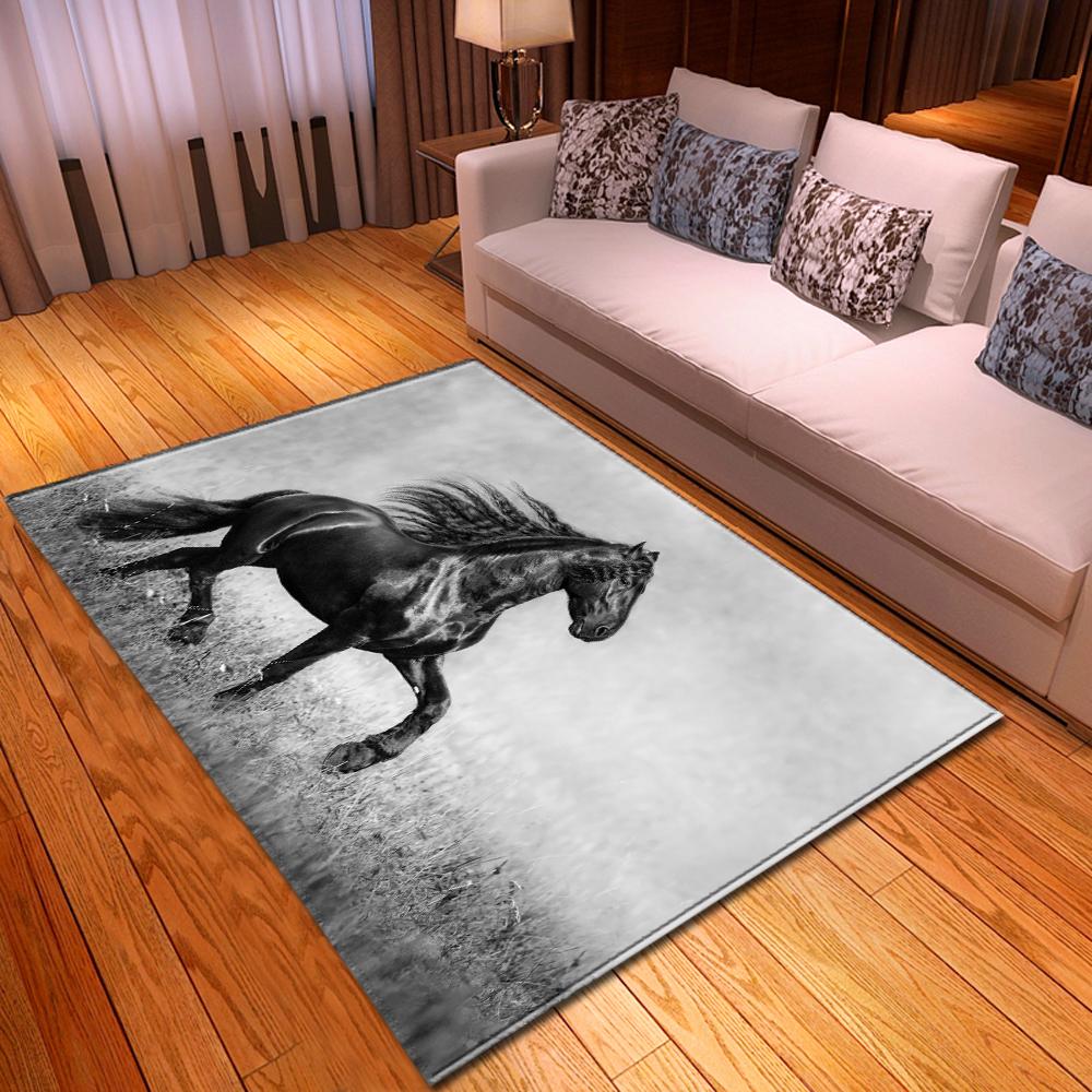 Horses Living Room 3D Carpets Boys Kids Room Rugs 3D Moon Horse Bedroom Mat Kitchen Area Rug Bath Mat Indoor Entrance Doormat
