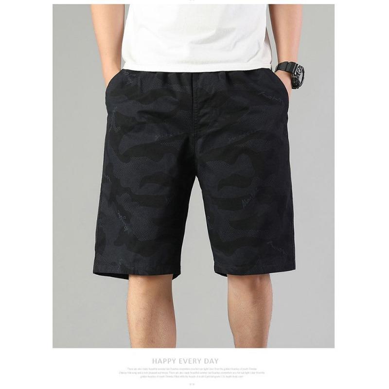 Men's Cotton Camouflage Cargo Shorts Large Pocket Casual Mid Length for Outdoor