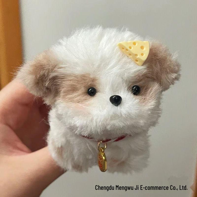 

Плюшевая кукла-щенок ручной работы, подарочный набор на день рождения, из шерсти, с кроличьим мехом и шениллом, для девушки