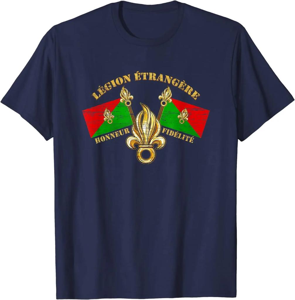 Legione Straniera Onore Fedeltà Legione Straniera Francese Maglietta da Uomo Manica Corta Casual 100% Cotone Girocollo Camicie Estive