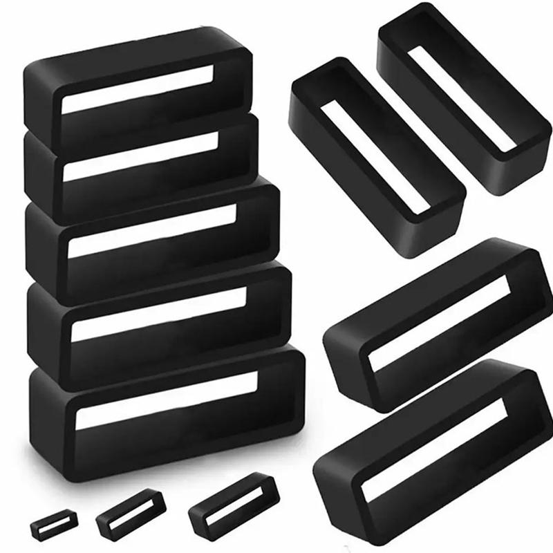 1Pc Silicone Black Loop DIY Hoop Retainer Watch Strap Band Keeper Holder Ring 16-22mm