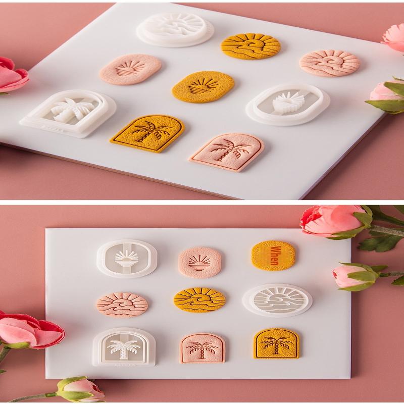 Sunset By The Sea Polymer Clay Cutters Diy Embbossed Making Pottery Clay Earrings Jewelry Pendant Tools