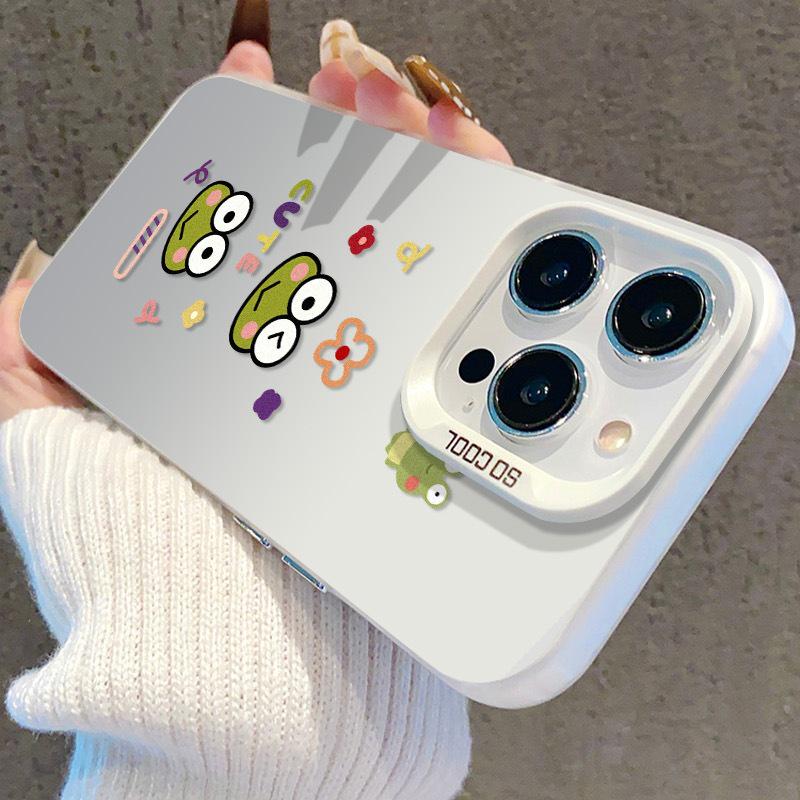 Silver Cute Frog Phone Case for iPhone 17/15 Pro Max/14 Pro/13/16 Pro