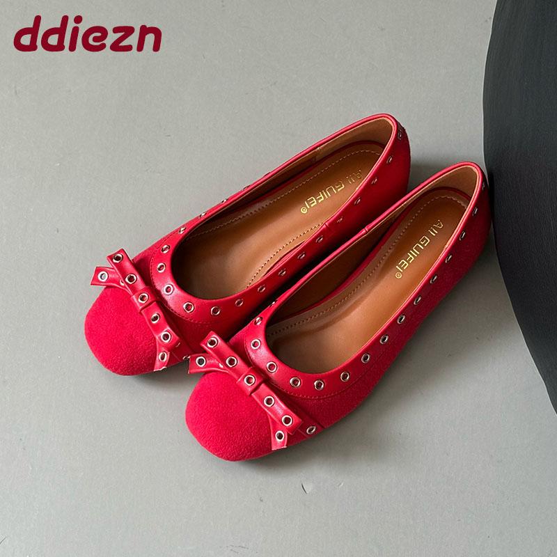 Fashion Fashion Metal Women Flats Shoes Butterfly-Knot Luxury Female Shallow Ladies Flats Shoes With Height Increasing Footwear lady
