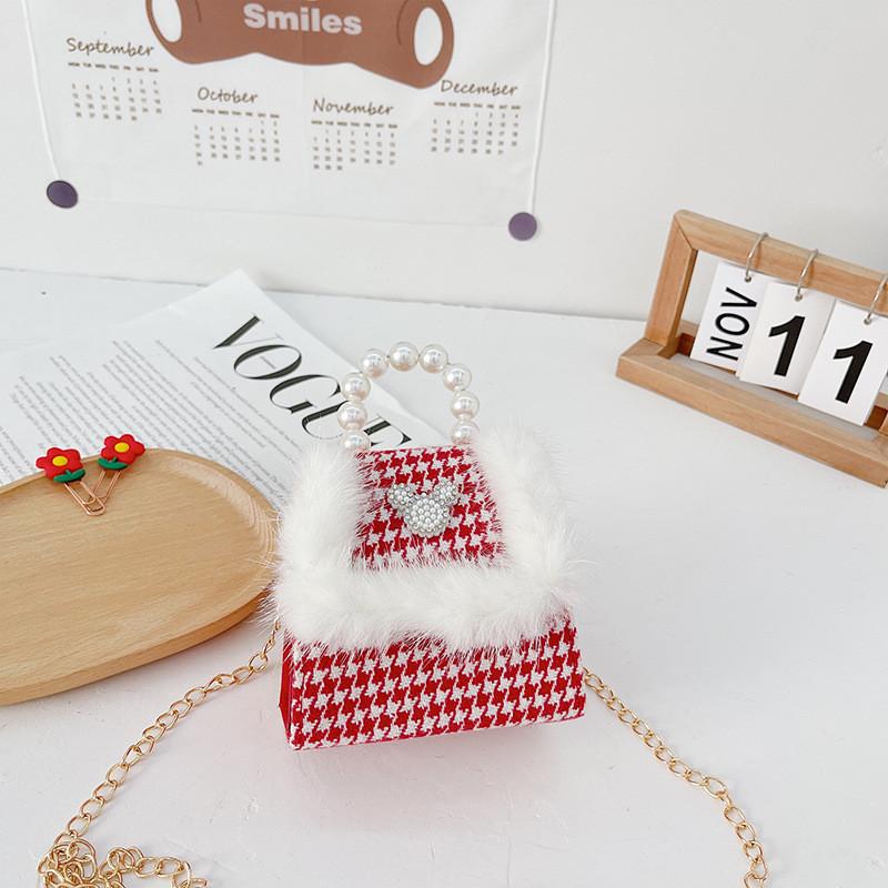 Stylish Children's Mini Red Handbag With Pearl Accent Perfect For New Year Celebrations