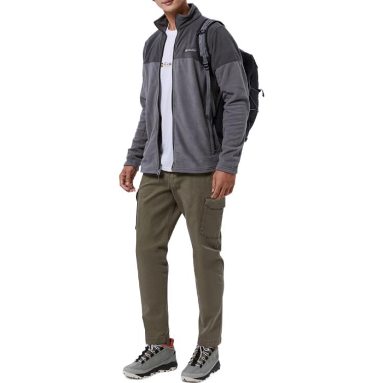 Columbia Logo Print Zip Stand Collar Coach Jacket Men jackets Gray AE0560-023