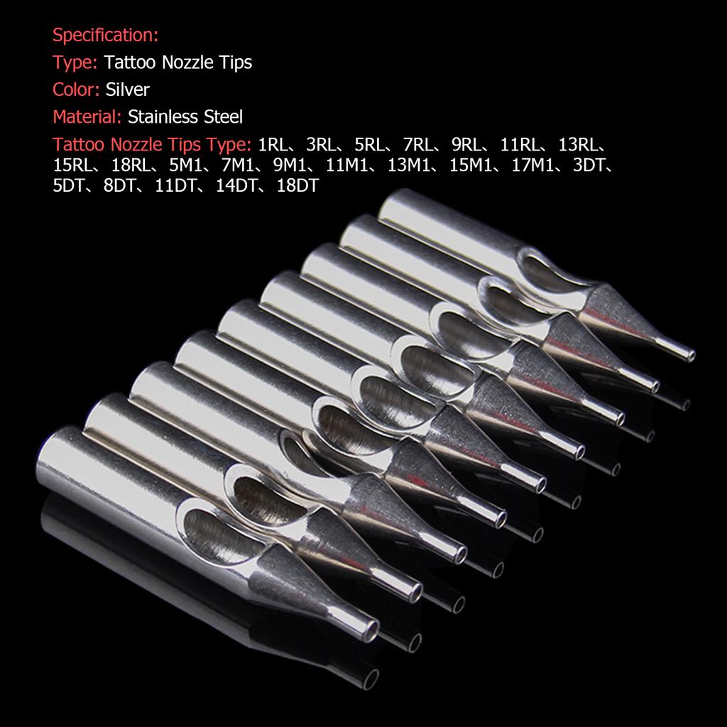 22PCS Edelstahl Tattoo Düsenspitzen Set RL M1 DT Gemischte Einweg Tattoo Tipps Tattoo Maschine