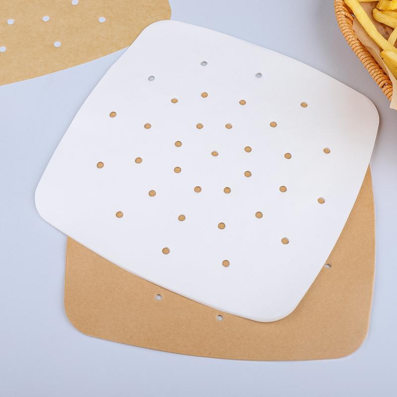 100Pcs Air Fryer Paper Disposable Air Fryer Parchment Kraft Paper Liners Non-Stick Steamer Liners For Oven Microwave Steaming