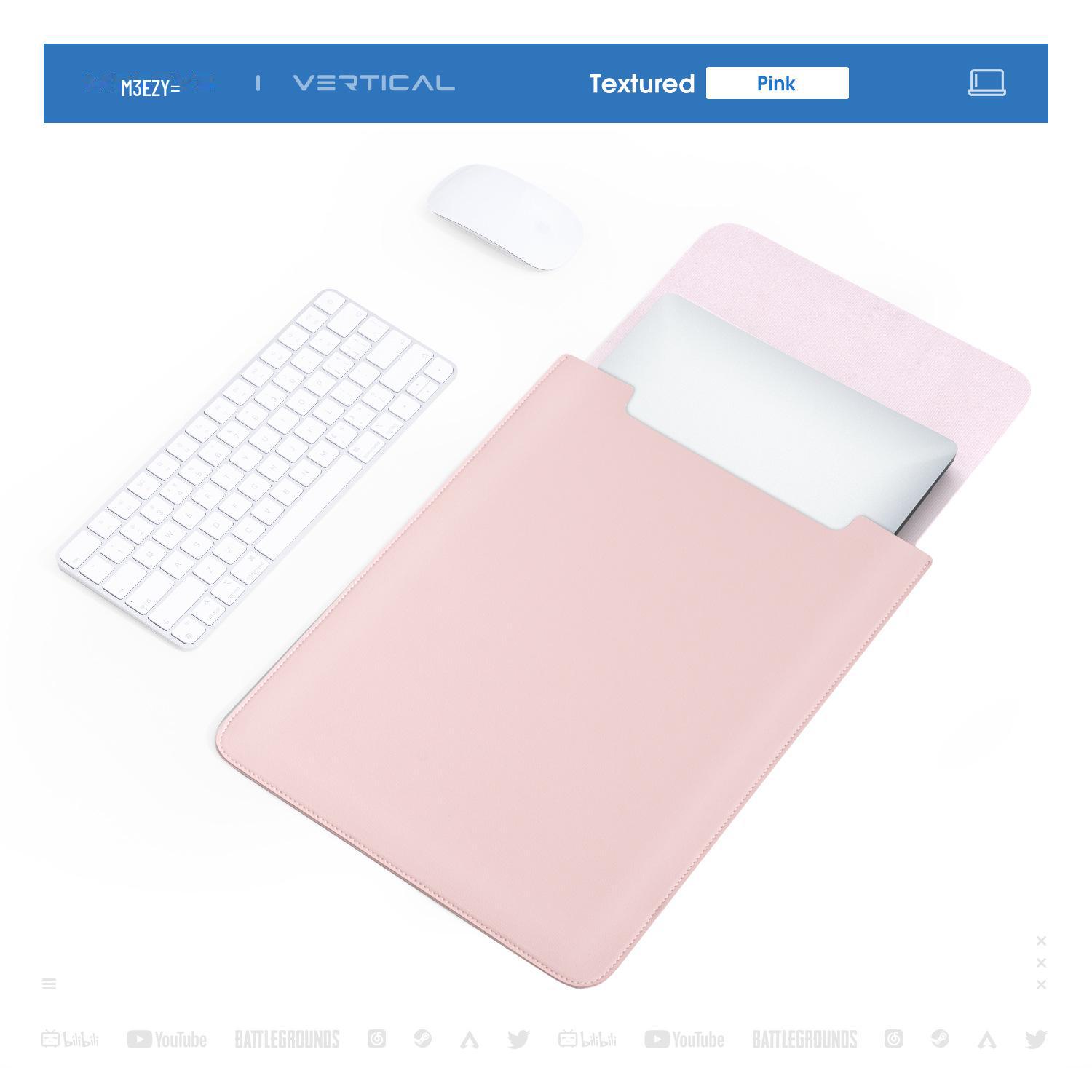 Немагнитная кожаная сумка для ноутбука Apple M2, Huawei, Lenovo Xiaoxin и планшетных компьютеров. 15.6/16 inches розовый