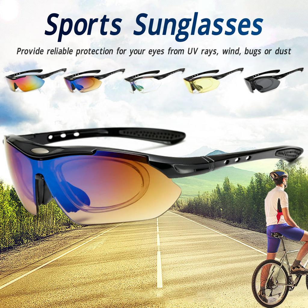 Sports Sunglasses with 4 Spare Lens Sports Cycling Driving Sun Glasses for Fishing Travelling