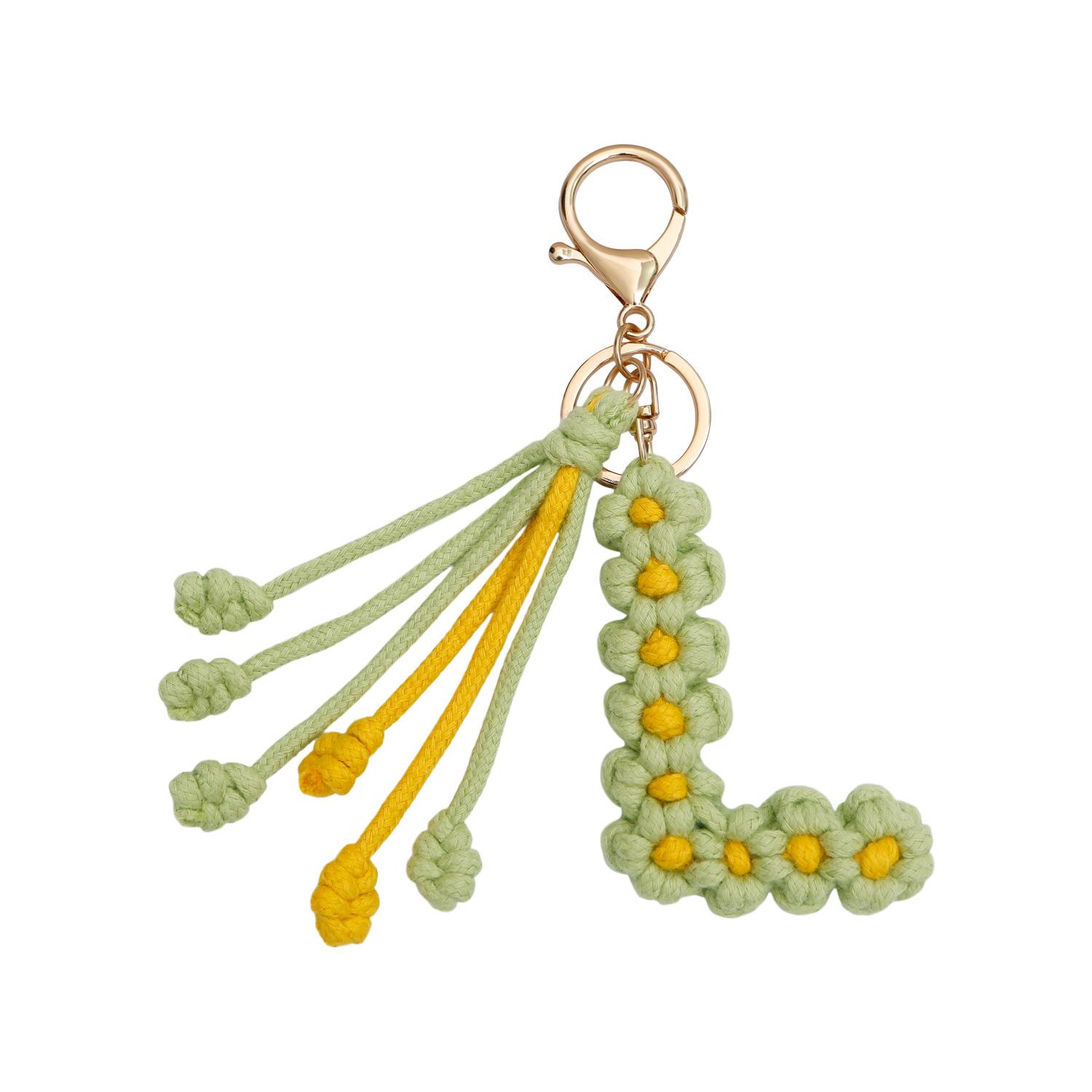 

Креативный брелок с алфавитом на День благодарения, вязаный цветок ручной работы, подвеска для женщин, подвески, желтый подарок на Новый год