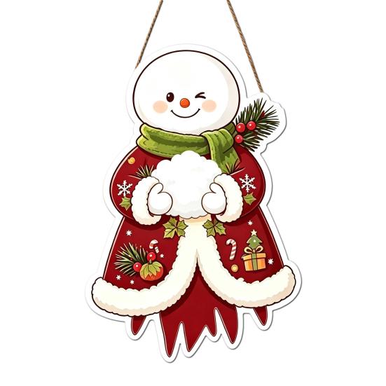 Seasonal Party Supplies Wooden Christmas Hanging Pendant, Cartoon Welcome Sign for Front Door, Holiday Shop Decorations Wall Decor with Cute