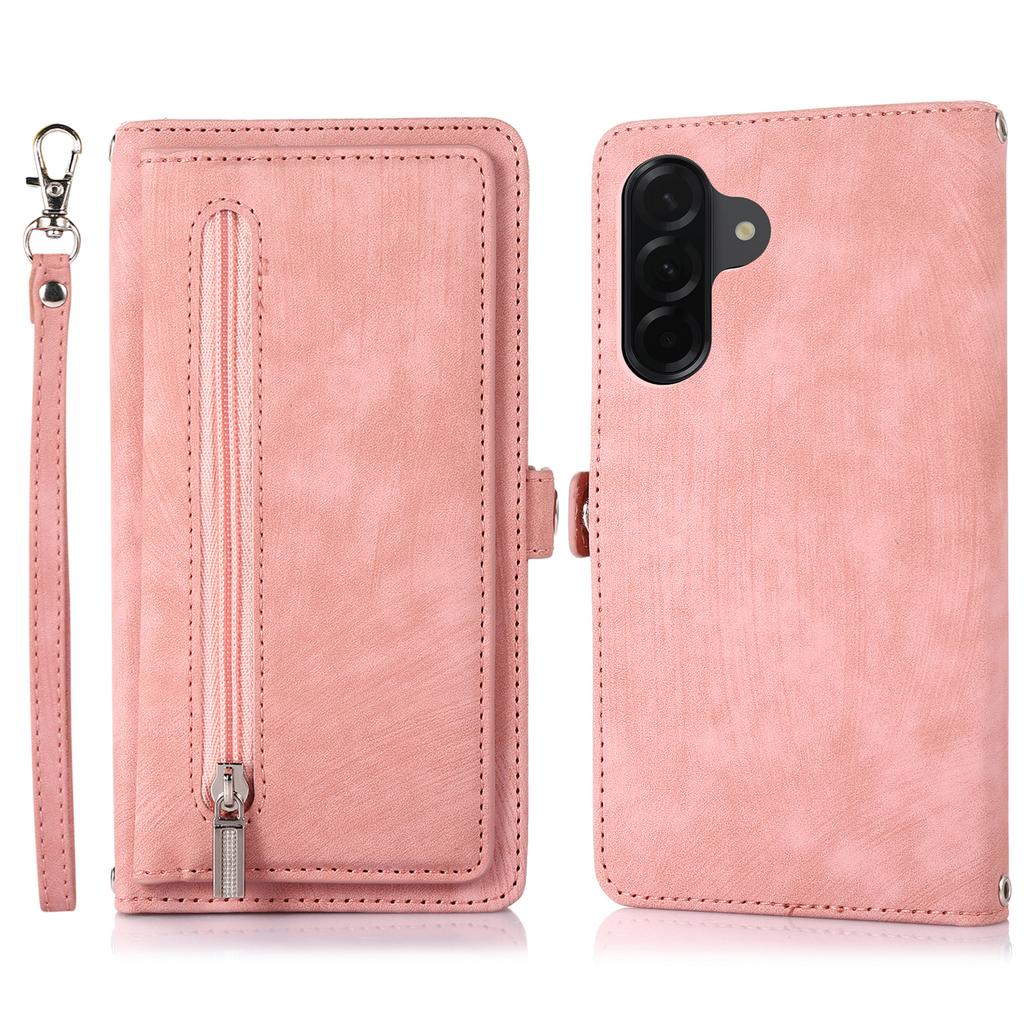 For Samsung Galaxy A05s 4G Case Zipper Pocket 9 Card Slots PU Leather Phone Cover with Wrist Strap