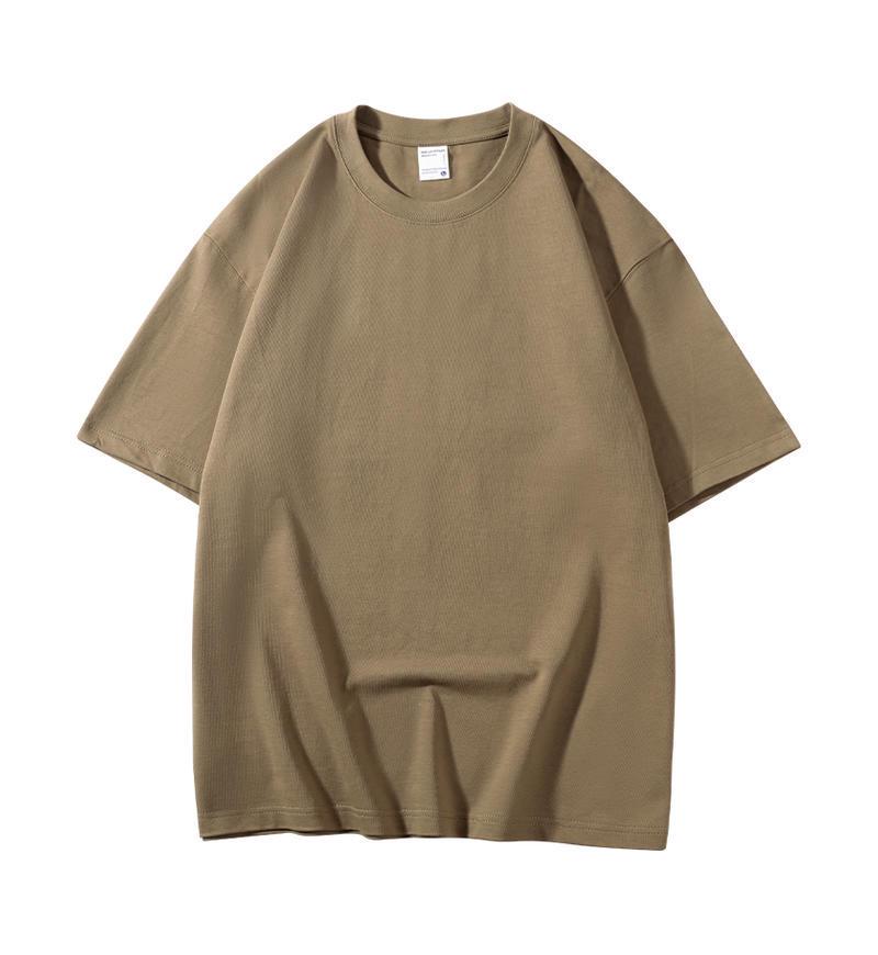 Heavyweight 300G Cotton Unisex T-Shirt: Short-Sleeved, Double Yarn, Round Neck, Drop Shoulder, Casual Workwear, Custom Logo Option