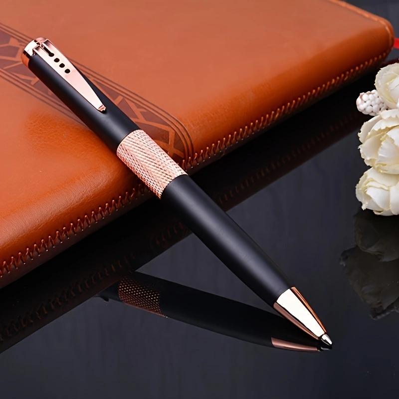 Rotating business office 1.0mm metal ballpoint pen, daily writing signature pen (black ink)