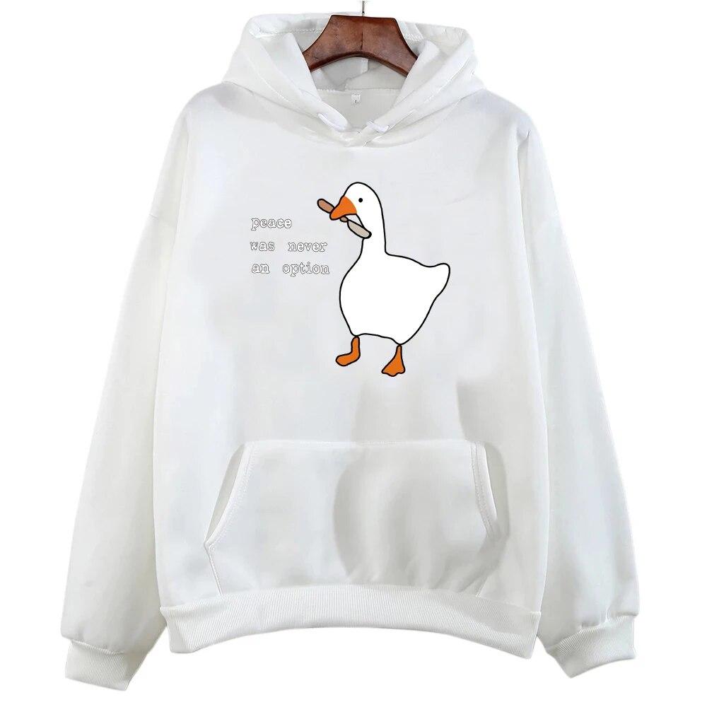 Mír nikdy nebyl možnost Husí potisk Dámské dlouhé rukávy Dlouhé rukávy Roztomilejší Streetwear Kapsa Oblečení