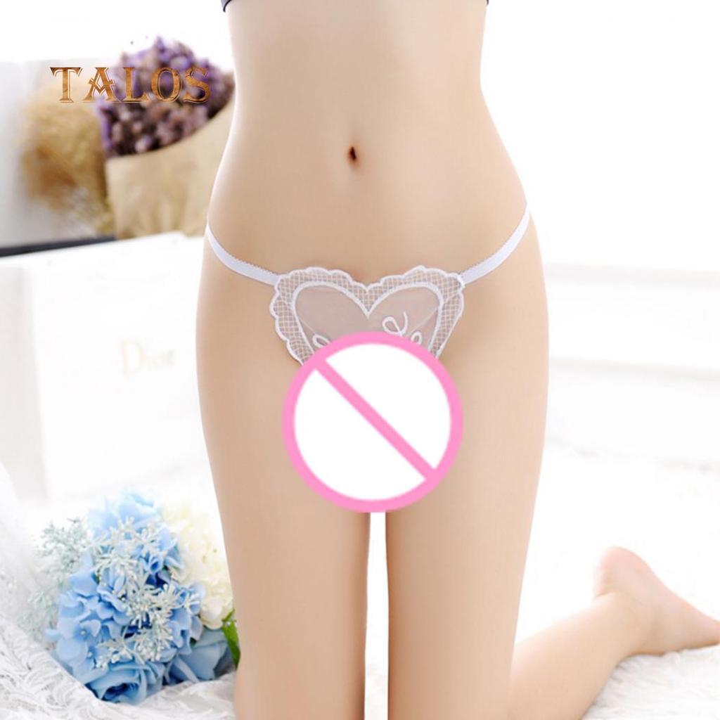 Sexy Women Solid Color Honeymoon G-String Heart Shape Underwear Thong Panties Low Waist Briefs