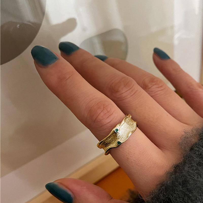 

Стильное корейское роскошное регулируемое кольцо из серебра 925 пробы с неровной текстурой для влюбленных, модное J1723