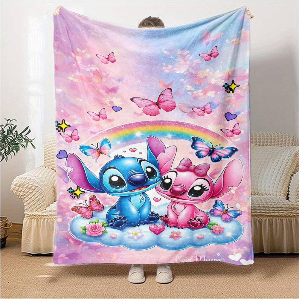 1 pezzo Coperta Stitch Farfalla Leggera Flanella Coperta da Divano Letto Viaggio Campeggio Soggiorno Ufficio Divano Sedia