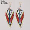 Colorful tassel ethnic style earrings, vintage Bohemian women's earrings