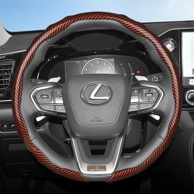 Suitable for Lexus Carbon Fiber Texture Steering Wheel Cover with Snap-On Wave-Shaped Sports Design to Protect Models Such as Rx, Nx, Es, Gx,