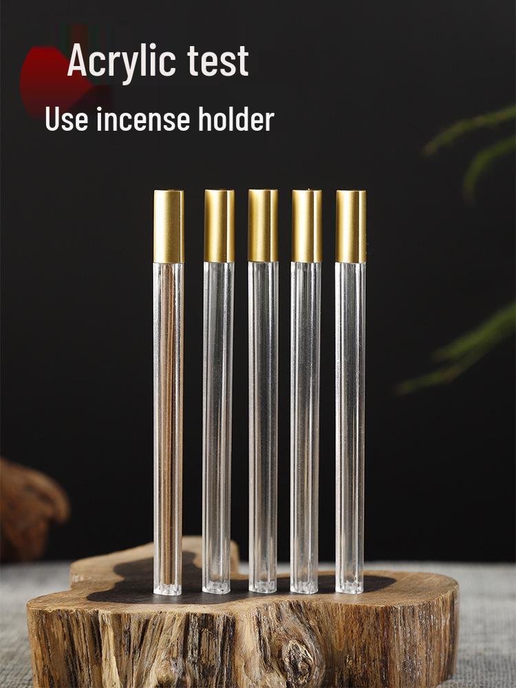 Acrylic Incense Holder - Transparent Tube for Short & Long Agarwood & Sandalwood Sticks, Includes Trial Pack