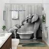 1Pc & Adult Elephant With Bathtub Shower Curtain - Black-And-White Photography Design, Minimalist Bathroom Decor, Durable Polyes