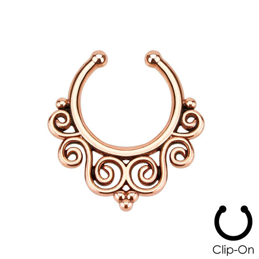 16g Steel Gold CZ Septum Fake Piercing Mix Styles Falso Septum Nose Rings Clickers Men Body Jewelry Piercing Nariz Daith Helix