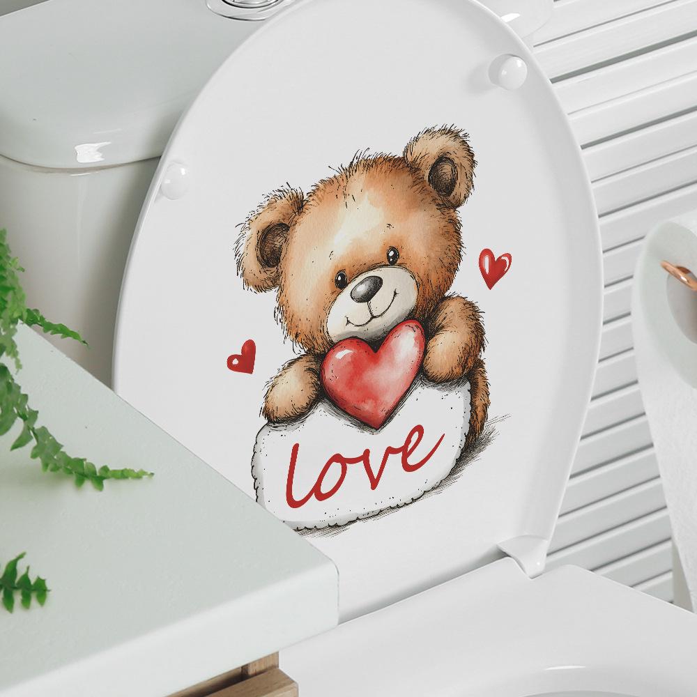 Valentine's Day Cute Bear Love Bathroom Bathroom Home Beautification Stickers