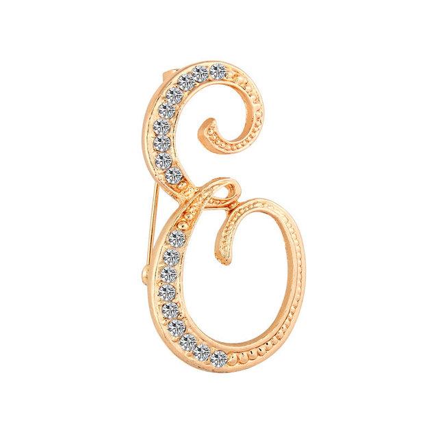 Kadın Erkek A-Z Harf Broş Rhinestones Kristal Gümüş Rengi İngilizce Alfabe Metal Rozetler Sevimli Takı Aksesuarları Noel Hediyesi