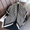 Luxury Brand Printed Hijab Scarf Elegant Thin Smooth Satin Shawl Summer Windproof Sunscreen Square Scarf For Women