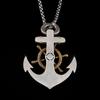 Retro Anchor Necklace Mens Trendy European and American Street Personality Compass Rudder Pendant Hip Hop