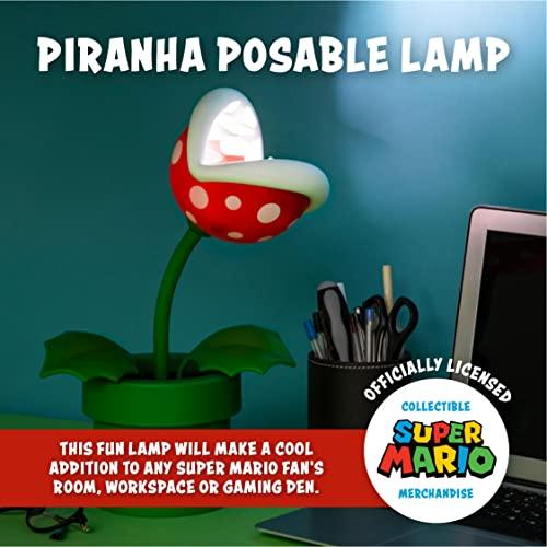 Paladone Piranha-Pflanze Pfotenlampe (BDP) | LED-Licht und flexibler Kopf | Offiziell lizenziert Super Mario | 33 cm hoch, USB-betrieben, Rot und Grün
