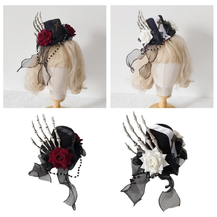 Top Hat Hair Clip Flower Ribbon Hairpin Punk Halloween Bunches Hair Clip