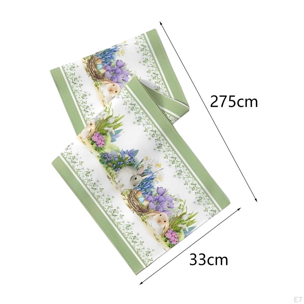 Cute Easter Bunny Egg Table Runner, Tablecloth Easy To Clean Decoration