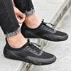 Spring and Summer New Men's Driving Casual Soft Sole Leather Shoes Summer Breathable Mesh Surface Shoes Sneaker