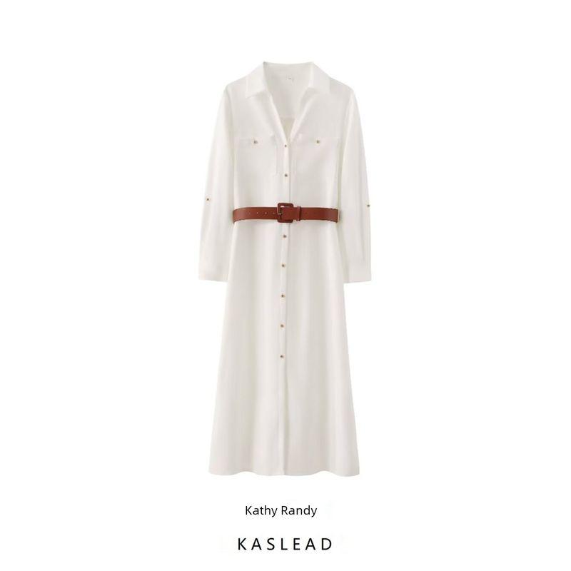Kaslead New Arrival Women's Clothing Fashion Style Fashion Casual with Belt Shirt Style Dress 2251522
